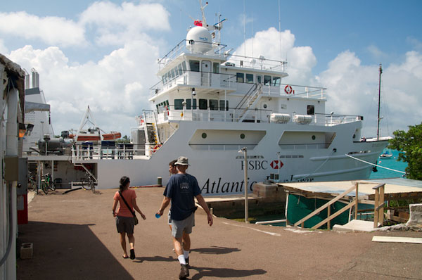 Alana Sherman and Ken Smith tour the R/V Atlantic Explorer at the Bermuda Institute of Ocean Sciences.