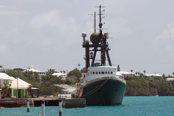 Lone Ranger is dockside now in St. George’s Harbor. The ship will remain in Bermuda until Smith and Sherman return in six months to recover the deep-sea observatory and complete their studies of the Sargasso Sea.