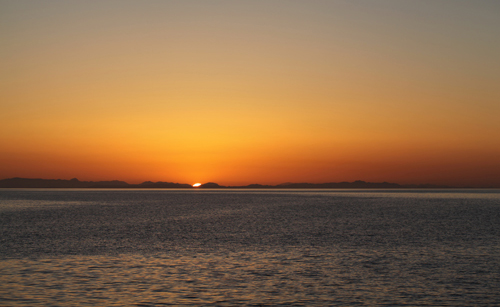 Another beautiful sunset on the Sea of Cortez. Much of the science party took a break from core processing to enjoy this sunset, and we were rewarded with an elusive green flash!