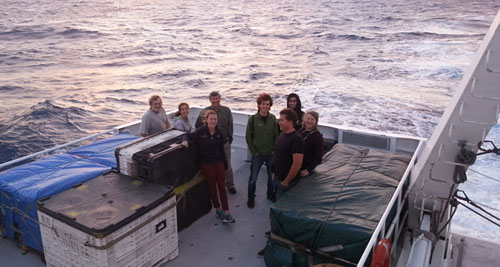 sunset on the aft deck of the Western Flyer