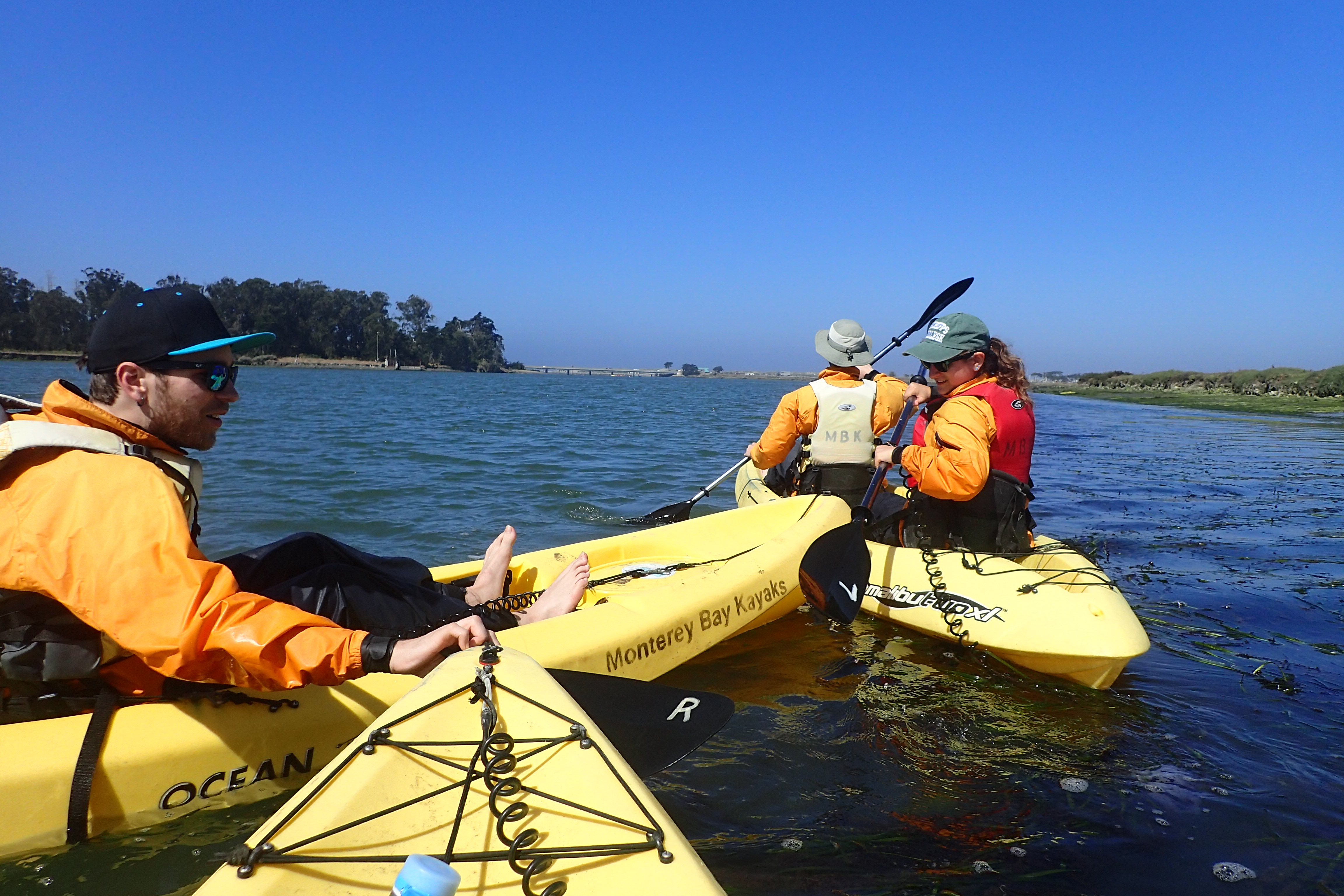 Bumper kayaks: Pierre (front), Rachel, & Nathan (back)