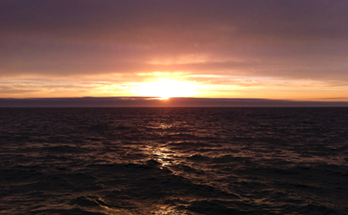 We were treated to a beautiful sunset tonight. This is the first time we’ve seen the sun since before we left Moss Landing (the summer fog is determined out here). We will, however, take calm seas and little wind over sun any day!