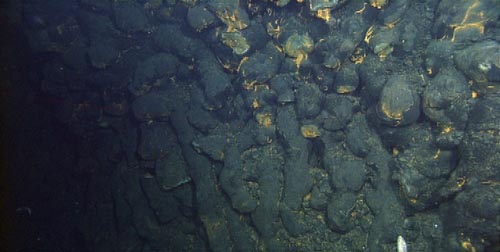 elongate pillows of a lava cascade