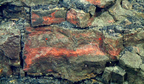 hematite stains on lava flow