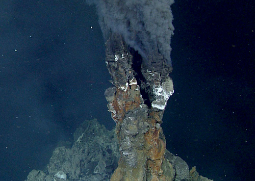 Black smoker with characteristic heavy metal sulfide that appears as 