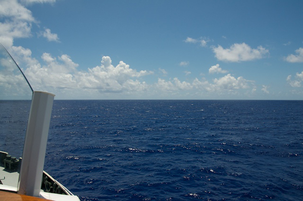 Lone Ranger travels through the Sargasso Sea en route to science station #6. The clear blue waters indicate that this is a food-limited habitat. We’ve had a few sightings of flying fish and bits of seaweed, but absolutely no seabirds.