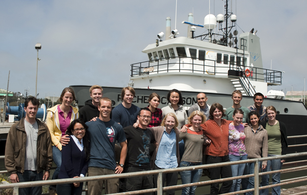In front of MBARI’s research vessel Rachel Carson, this year’s interns are (from top left, clockwise) Jennifer Durden, Nathan Reed, William Symons, Corinna Breusing, Cordelia Sanborn-Marsh, Ben Yair Raanan, Laughlin Barker, Jon Steck, Kate Thomas, Lisa Ziccarelli, Ashley Maitland, Katherine Willis, Zena Jensvold, William Truong, Ben Burford, Vanessa Izquierdo Pena, and Jesse Lafian.