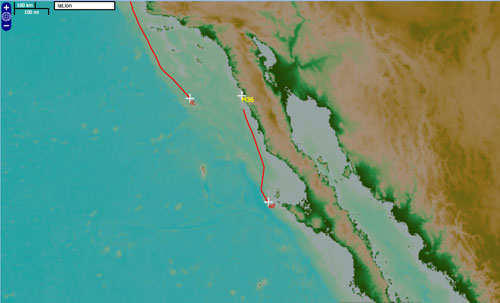 The current locations of the Western Flyer, right, and the Rachel Carson, the second MBARI vessel, will be conducting seafloor mapping studies.