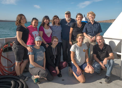 Clockwise from top left: Mariah Salisbury, Yossellin Tapia de la O, Diana Salcedo, Elena Krylova, Bob Vrijenhoek, Shana Gofffredi, Verena Tunnicliffe, Greg Rouse, Shannon Johnson, Corinna Breusing, and Kris Walz.