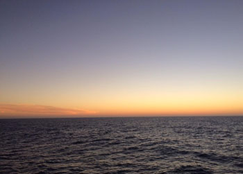 Sunset from the bow of the ship. Green flash not captured.