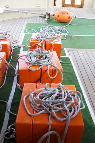 Syntactic foam blocks provide bouyancy for the deep-sea observatory so that it will float to the surface when released from its anchor on the seafloor.