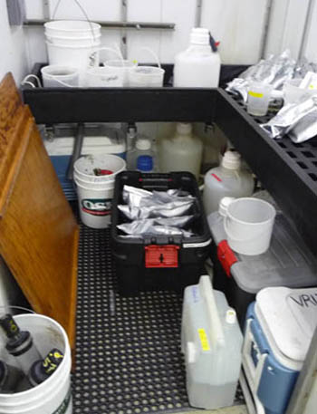 The cold room in the wet lab full of neatly organized samples. 