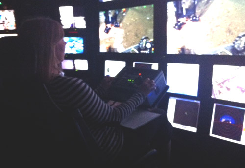 Susan von Thun at the main science camera controls. Sometimes, the chemists need a break and they let a biologist control the camera!