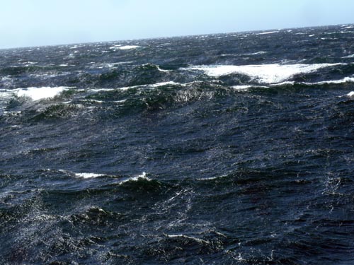It was amazingly calm this morning, but 40-knot winds and large waves forced us to recover the remotely operated vehicle early.