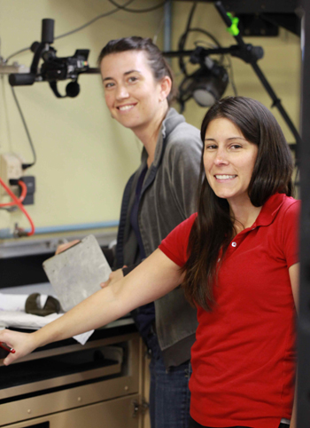 Research Technicians Eve Lundsten (left) and Krystle Anderson.