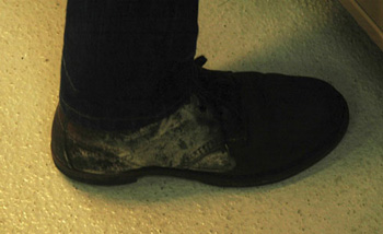 Twenty-three CTD casts worth of salt water have left their briney mark on Jason Smith’s boots.