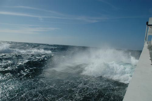 Surfing anyone? High winds have kept us from recovering the Benthic Respirometer or launching the remotely operated vehicle.