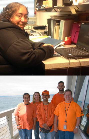 Top Image: Office Assistant Virginia Rodriguez Bottom Image: Hope Crew includes (from left to right) Davina, Mandy (supervisor), Napoleon, Tony, and Leigh.