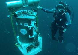 diver with environmental sample processor