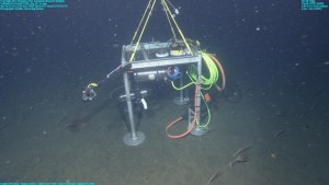 This photo shows the PhoBOS video system on top of the MARS science node in Monterey Bay. Image: (c) 2010 MBARI