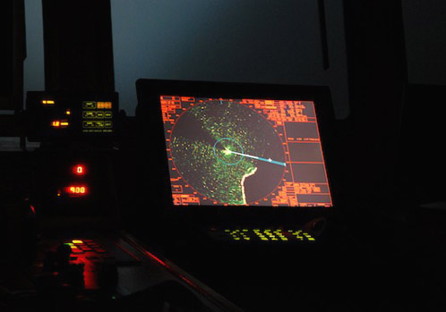 The ship's radar system shows an image of an iceberg. Photo by Rob Sherlock.