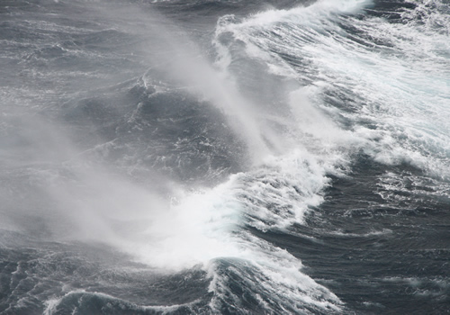 Waves rock the ship around as we cross the Drake Passage, but mechanisms such as anti-roll tanks are keeping our transit as smooth as possible. Photo by Kim Reisenbichler.