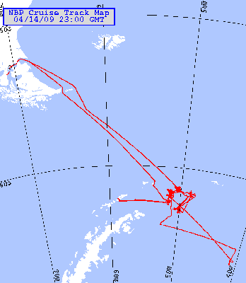 This map shows the ship's track during the 40-day expedition in the Weddell Sea. Credit: RVIB Nathaniel B. Palmer.