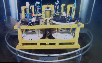 Respiration chambers seal in an animal in a given volume of seawater and measure the oxygen consumed over a certain period of time. Such measurements allow calculations of the amount of food used by the animal.
