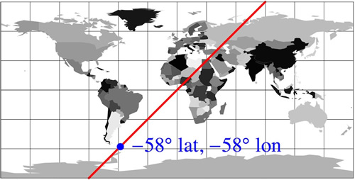 Map showing line of positions of equal latitude and longitude across the globe. Photo by Paul McGill.