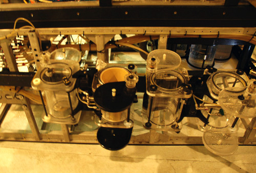 The completed detritus sampler on the swing arm (the second one from the left).