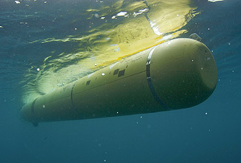 MBARI's mapping AUV underwater, during a cruise off Southern California
