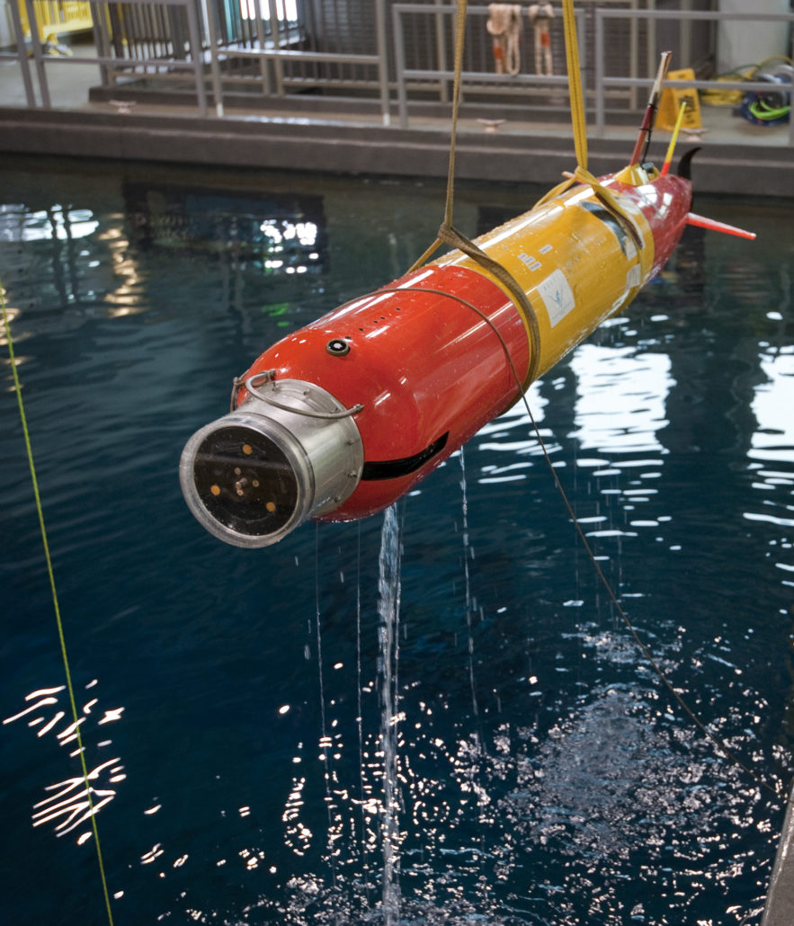 The LRAUV with new sensor payload, the Sipper. Photo: Todd Walsh © 2016 MBARI