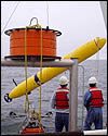 Launching the mapping AUV from MBARI's research vessel Western Flyer off the coast of Oregon.