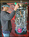 MBARI electrical engineer Scott Jensen prepares the environmental sample processor for its first deep-water sampling mission.