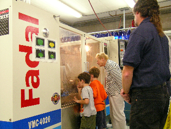 The MBARI machine shop is always a popular spot for kids of all ages. Photo: Kim Fulton-Bennett (c) 2004 MBARI