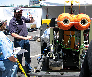 Engineer Paul McGill describes the challenges of designing a robotic vehicle that can explore the seafloor 4,000 meters (almost two miles) below the ocean surface for months at a time. Photo: Duane Thompson (c) 2007 MBARI