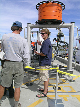 Marine Support Technician Mike Conway explains how researchers can transfer equipment and specimens to and from the deep seafloor using a