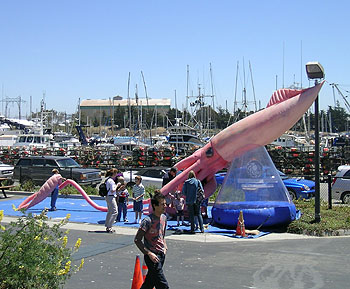 A crafts booth and an inflatable giant squid kept youngsters entertained for hours. Photo: Heather Fulton-Bennett (c) 2007 MBARI
