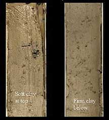 Core samples from the sides of Monterey Canyon contained mostly clays that drift in from the surrounding continental shelf. Image (c) 2005 MBARI