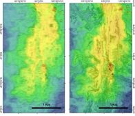 comparison of 20 m and 1 m resolution bathymetry