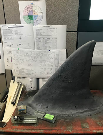 Model of a shark fin.