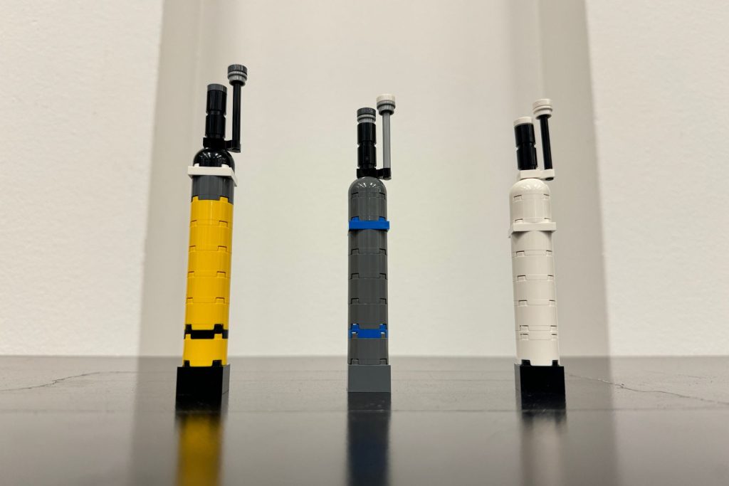 Three LEGO floats