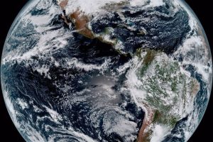 Composite color full-disk visible image of the Western Hemisphere captured from NOAA GOES-16 satellite