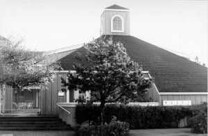 Black-and-white photo of MBARI’s original building.