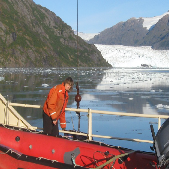 Petra Lenz on board a research vessel