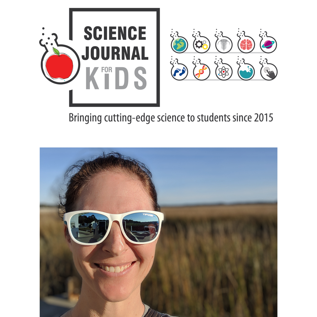 photo of Miranda Wilson on the bottom with an image of her journal Science for Kids above